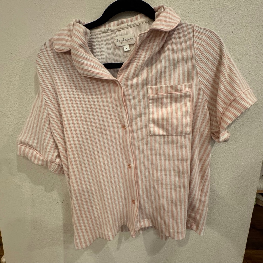 Daydream by Berkshire Home Pink & White Striped Button-Up Top